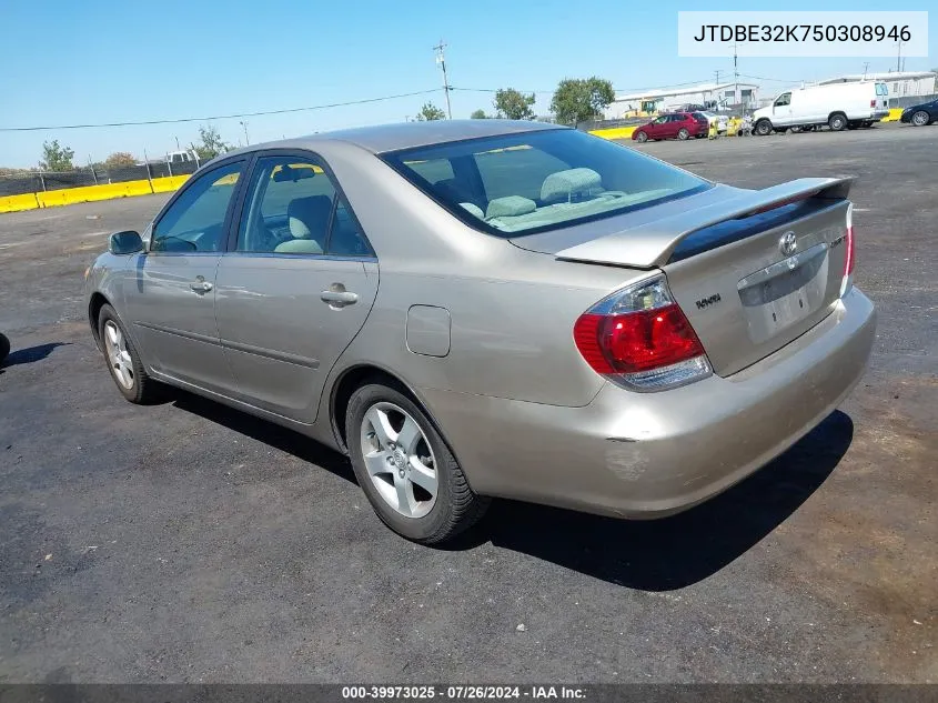 2005 Toyota Camry Se VIN: JTDBE32K750308946 Lot: 39973025