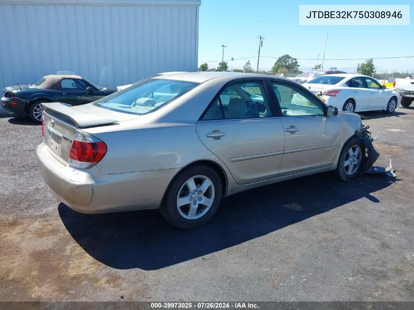 2005 Toyota Camry Se VIN: JTDBE32K750308946 Lot: 39973025