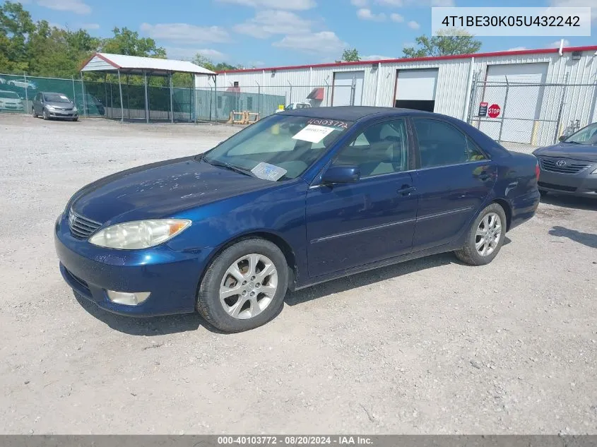 2005 Toyota Camry Xle VIN: 4T1BE30K05U432242 Lot: 40103772