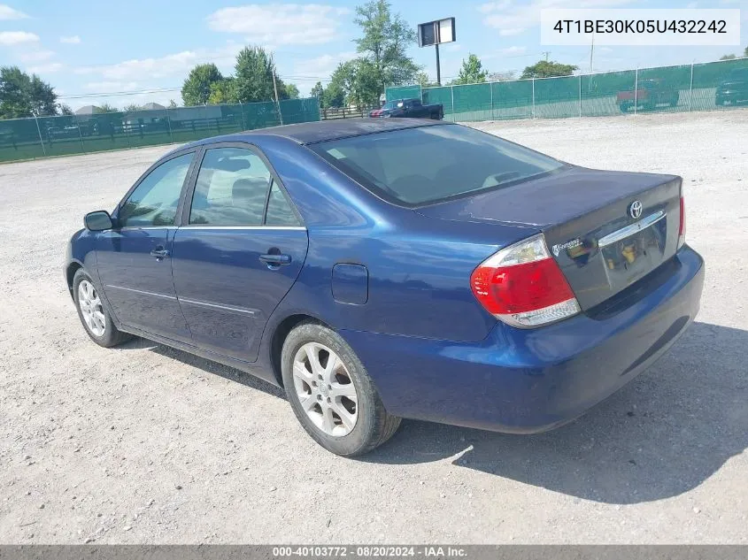 2005 Toyota Camry Xle VIN: 4T1BE30K05U432242 Lot: 40103772