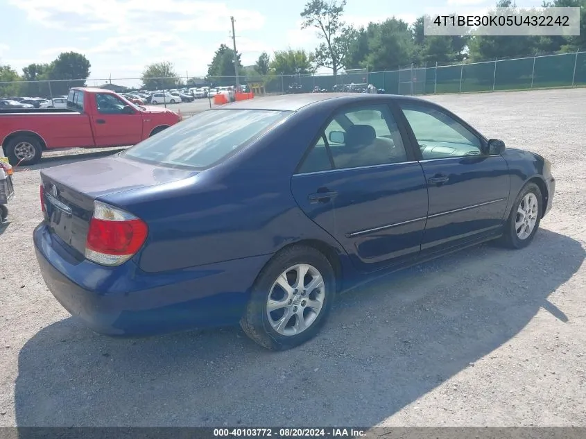 2005 Toyota Camry Xle VIN: 4T1BE30K05U432242 Lot: 40103772