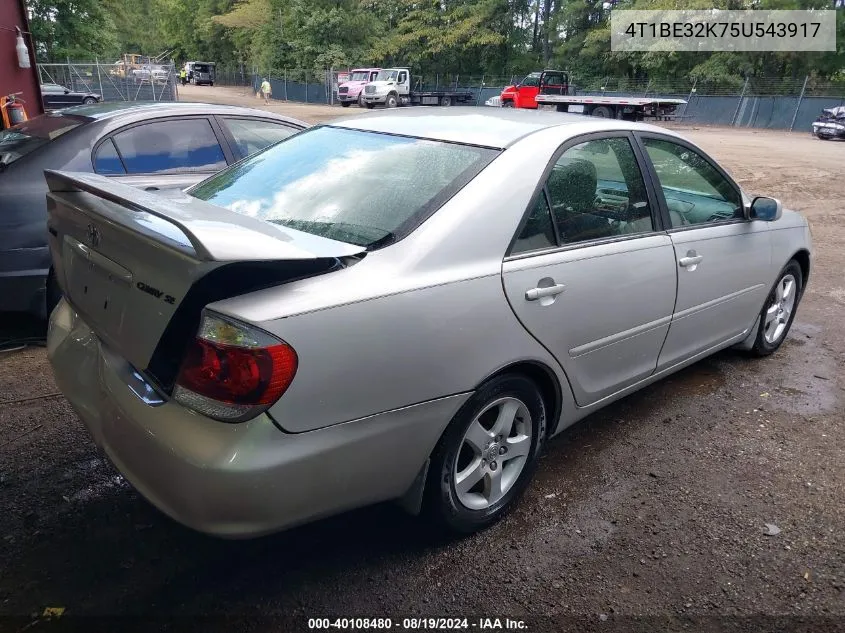 2005 Toyota Camry Se VIN: 4T1BE32K75U543917 Lot: 40108480