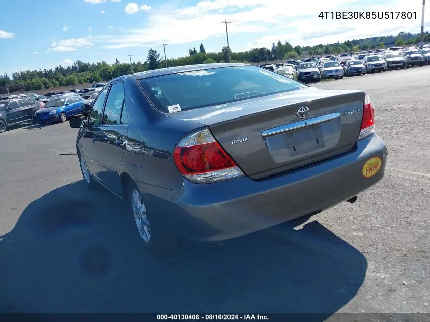 2005 Toyota Camry Xle VIN: 4T1BE30K85U517801 Lot: 40130406