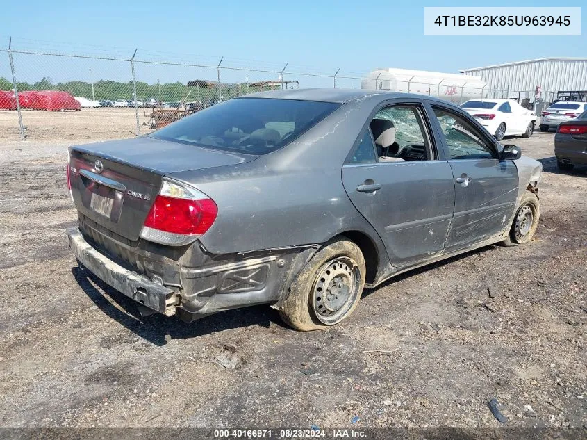 2005 Toyota Camry Le VIN: 4T1BE32K85U963945 Lot: 40166971