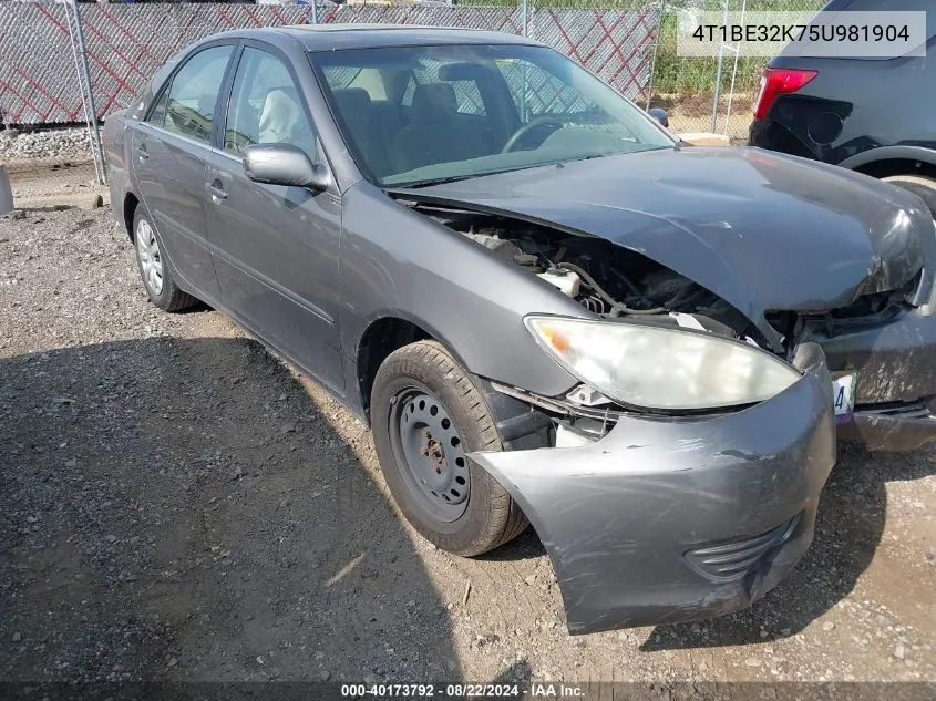 2005 Toyota Camry Le VIN: 4T1BE32K75U981904 Lot: 40173792