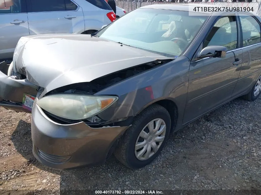 2005 Toyota Camry Le VIN: 4T1BE32K75U981904 Lot: 40173792