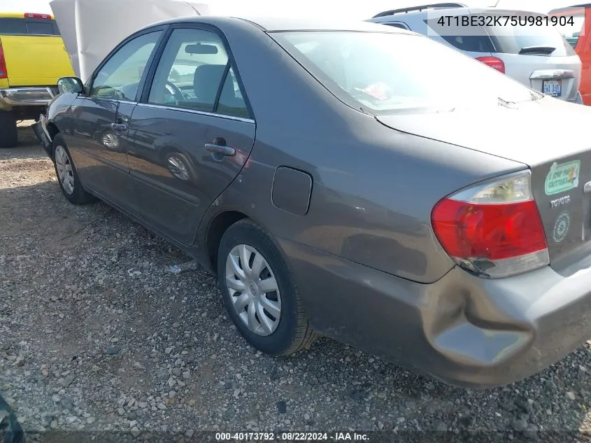 2005 Toyota Camry Le VIN: 4T1BE32K75U981904 Lot: 40173792