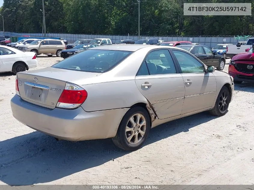 2005 Toyota Camry Xle V6 VIN: 4T1BF30K25U597142 Lot: 40193306