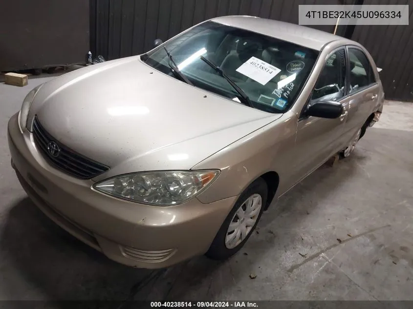 2005 Toyota Camry Le/Xle/Se VIN: 4T1BE32K45U096334 Lot: 40238514