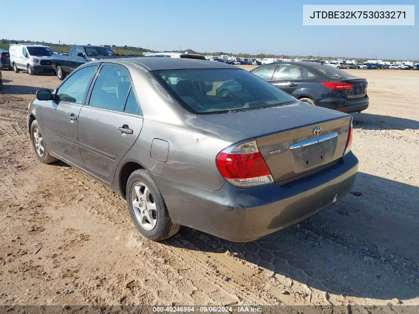 2005 Toyota Camry Le VIN: JTDBE32K753033271 Lot: 40246954