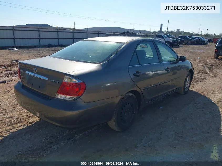 2005 Toyota Camry Le VIN: JTDBE32K753033271 Lot: 40246954