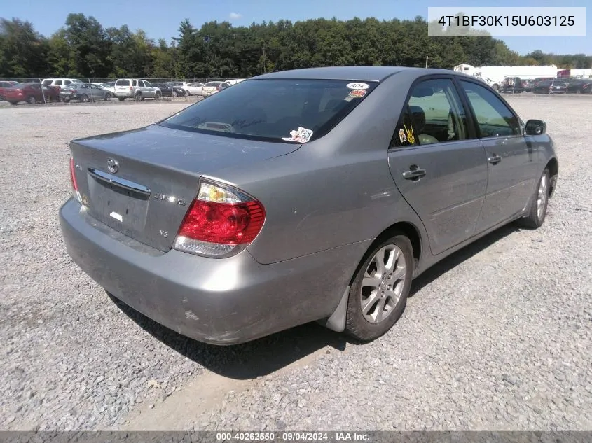 2005 Toyota Camry Xle V6 VIN: 4T1BF30K15U603125 Lot: 40262550