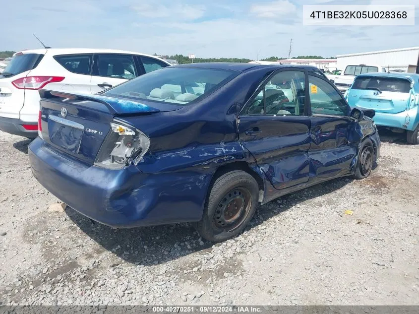 2005 Toyota Camry Le VIN: 4T1BE32K05U028368 Lot: 40270251