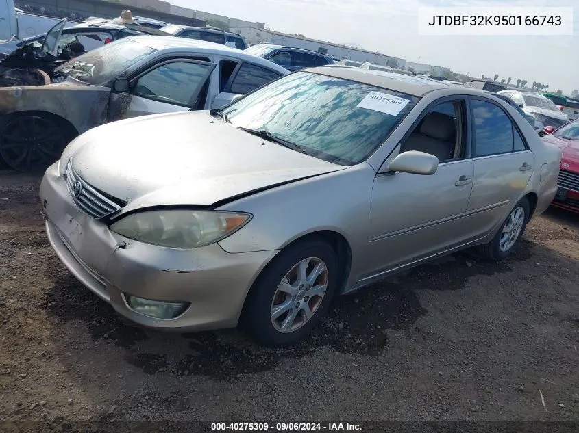 2005 Toyota Camry Xle V6 VIN: JTDBF32K950166743 Lot: 40275309