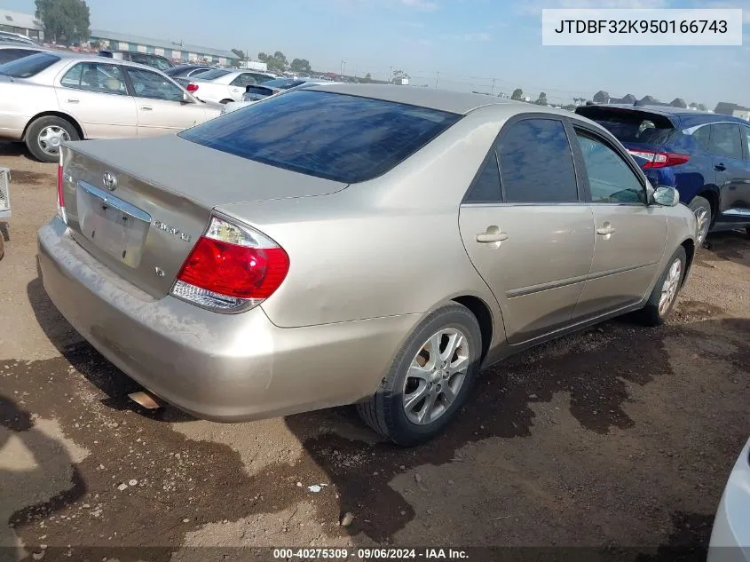 2005 Toyota Camry Xle V6 VIN: JTDBF32K950166743 Lot: 40275309