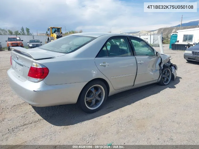 2005 Toyota Camry Xle VIN: 4T1BE32K75U050108 Lot: 40281098