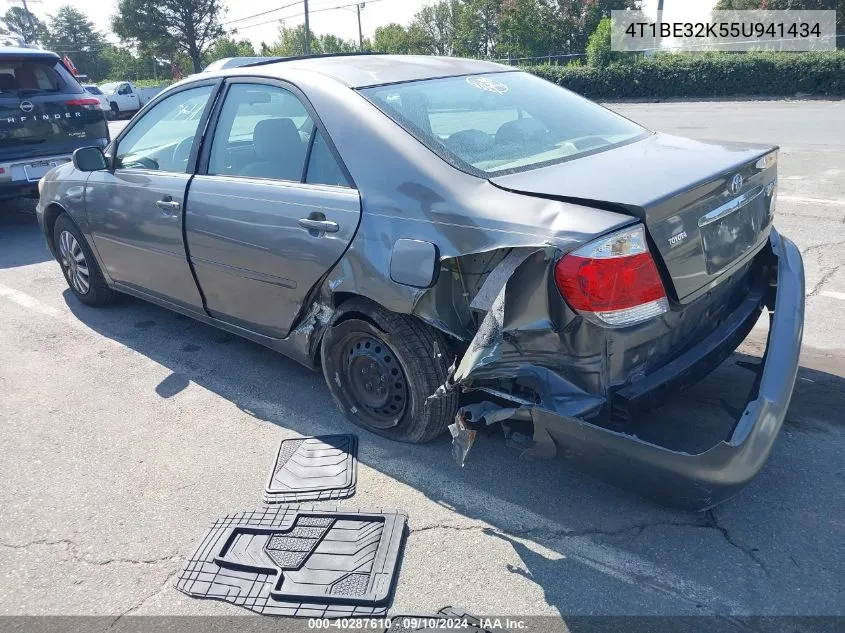 2005 Toyota Camry Le/Xle/Se VIN: 4T1BE32K55U941434 Lot: 40287610