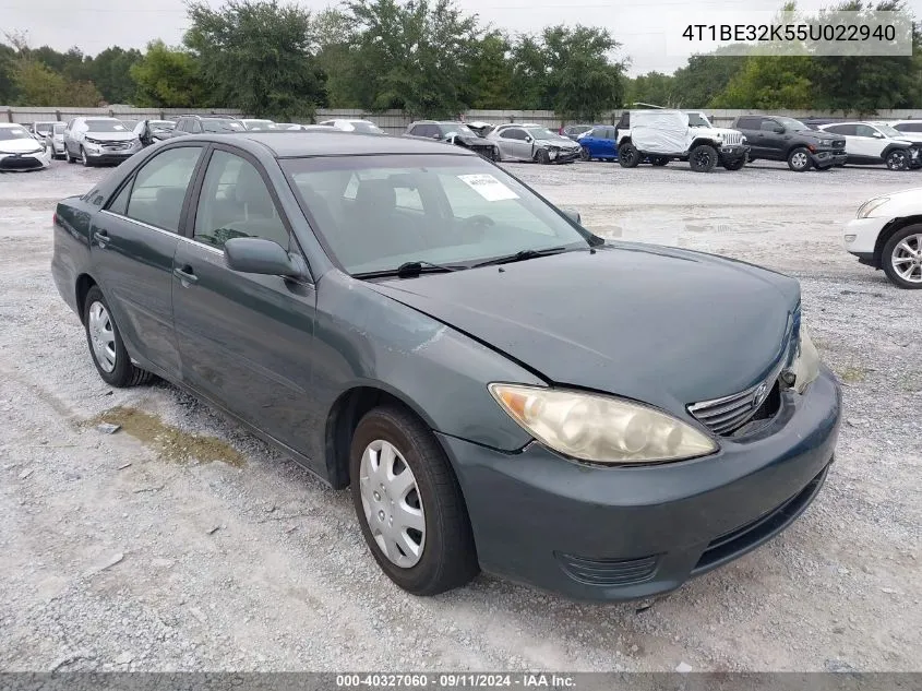 2005 Toyota Camry Le VIN: 4T1BE32K55U022940 Lot: 40327060