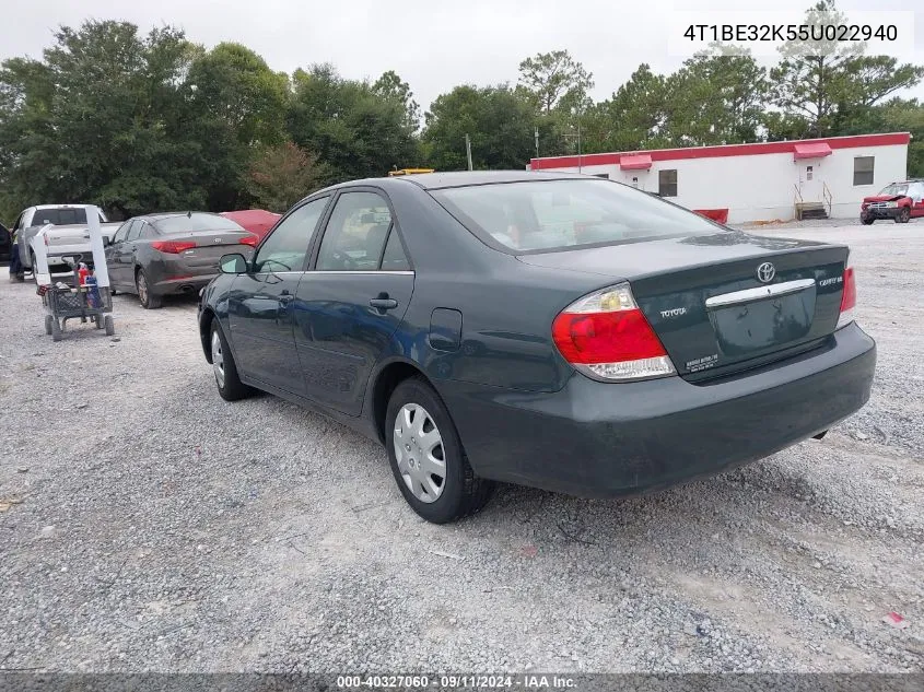 4T1BE32K55U022940 2005 Toyota Camry Le