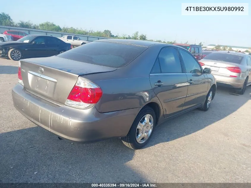 2005 Toyota Camry Le VIN: 4T1BE30KX5U980992 Lot: 40335394