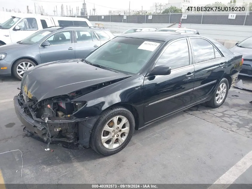 2005 Toyota Camry Xle VIN: 4T1BE32K75U016220 Lot: 40392573