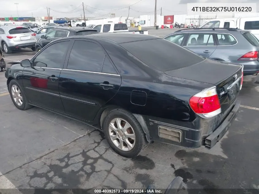 2005 Toyota Camry Xle VIN: 4T1BE32K75U016220 Lot: 40392573