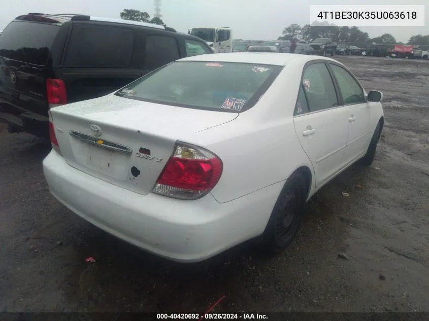 2005 Toyota Camry Le VIN: 4T1BE30K35U063618 Lot: 40420692