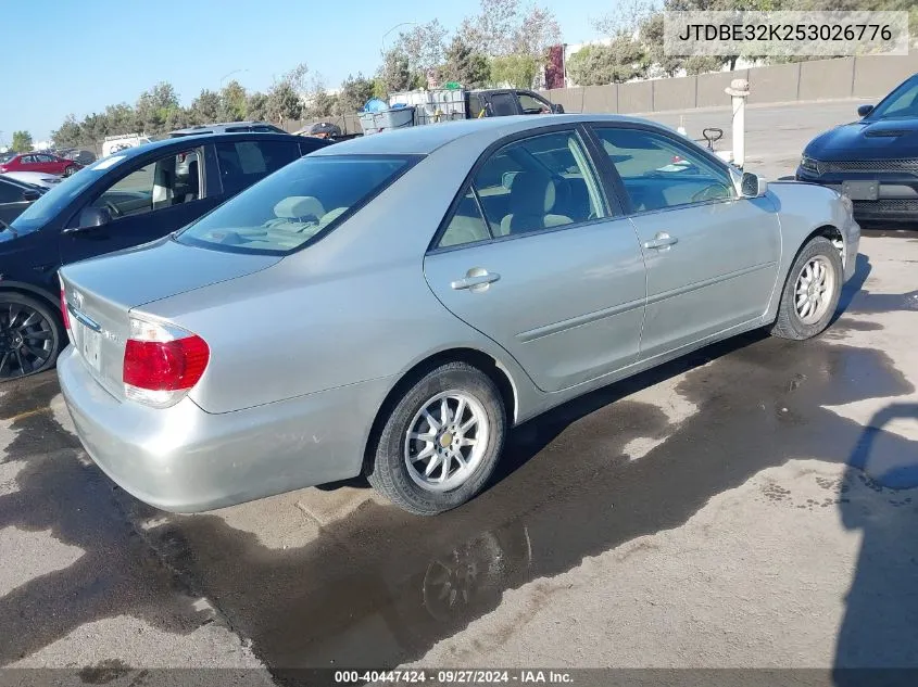 2005 Toyota Camry Le VIN: JTDBE32K253026776 Lot: 40447424