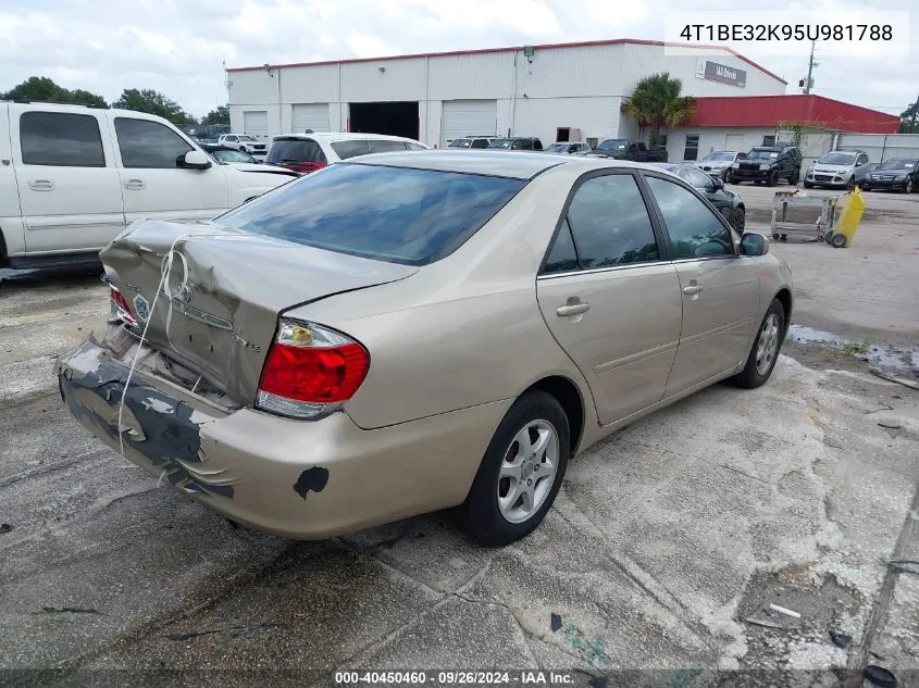 2005 Toyota Camry Le VIN: 4T1BE32K95U981788 Lot: 40450460