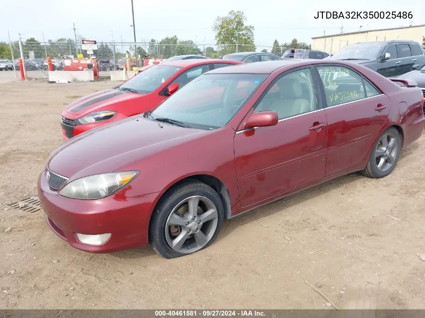 JTDBA32K350025486 2005 Toyota Camry Se V6