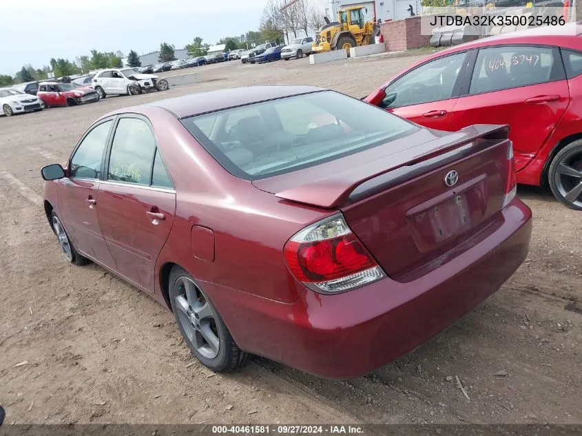 JTDBA32K350025486 2005 Toyota Camry Se V6