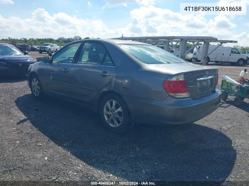 2005 Toyota Camry Xle V6 VIN: 4T1BF30K15U618658 Lot: 40485347