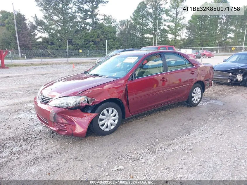 2005 Toyota Camry Le VIN: 4T1BE32K85U071758 Lot: 40499203