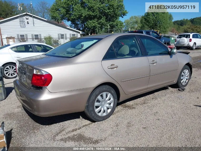 2005 Toyota Camry Le VIN: 4T1BE32K05U957119 Lot: 40512478