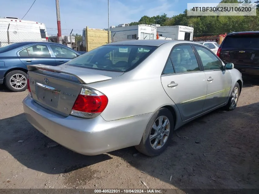 2005 Toyota Camry Xle V6 VIN: 4T1BF30K25U106200 Lot: 40522931