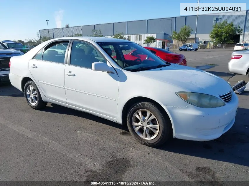 2005 Toyota Camry Le V6 VIN: 4T1BF32K25U094031 Lot: 40541315