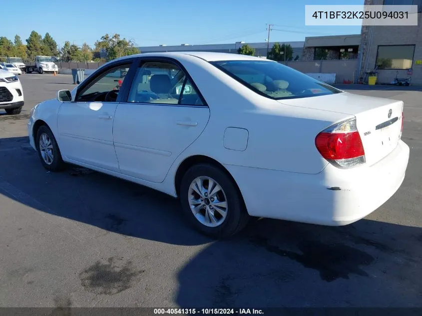 2005 Toyota Camry Le V6 VIN: 4T1BF32K25U094031 Lot: 40541315