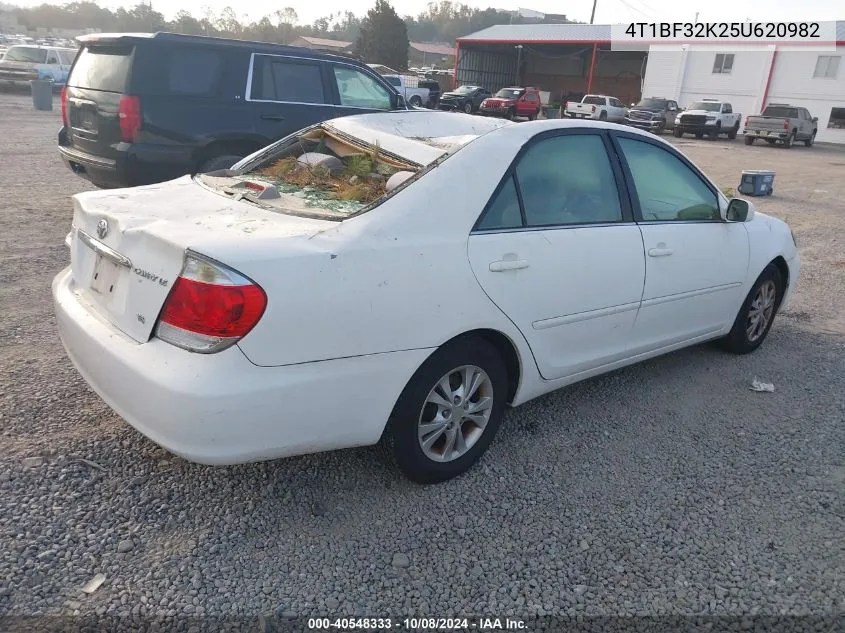 2005 Toyota Camry Le V6 VIN: 4T1BF32K25U620982 Lot: 40548333