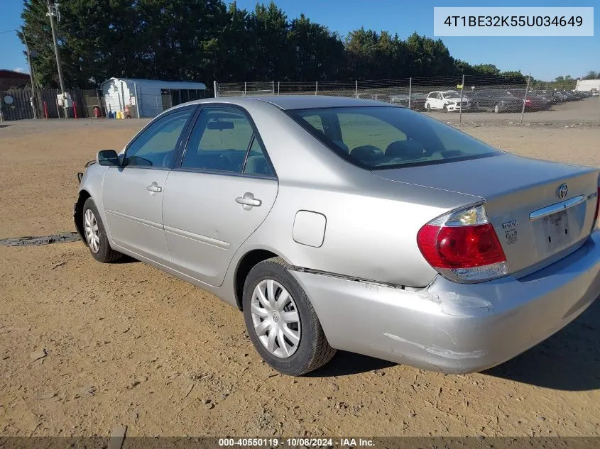 2005 Toyota Camry Le VIN: 4T1BE32K55U034649 Lot: 40550119