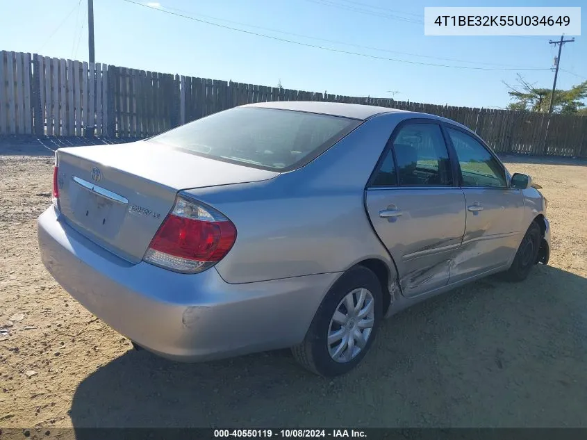 2005 Toyota Camry Le VIN: 4T1BE32K55U034649 Lot: 40550119