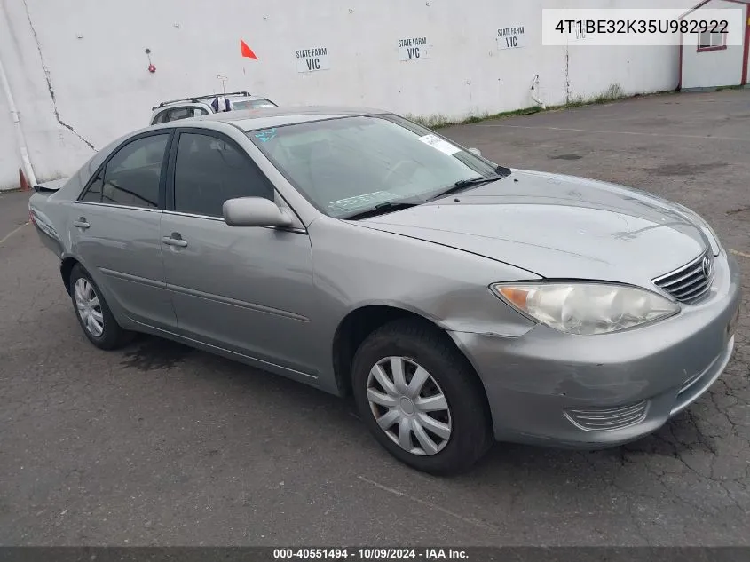 2005 Toyota Camry Le VIN: 4T1BE32K35U982922 Lot: 40551494