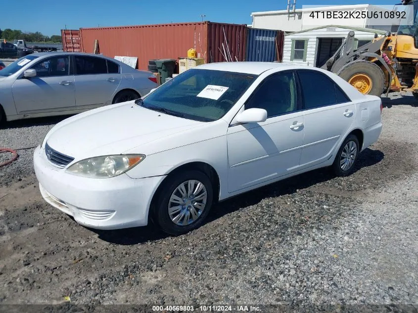 2005 Toyota Camry Le VIN: 4T1BE32K25U610892 Lot: 40569803