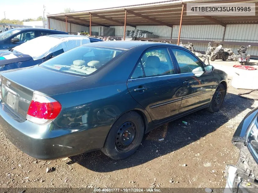 2005 Toyota Camry Xle VIN: 4T1BE30K35U419985 Lot: 40601777