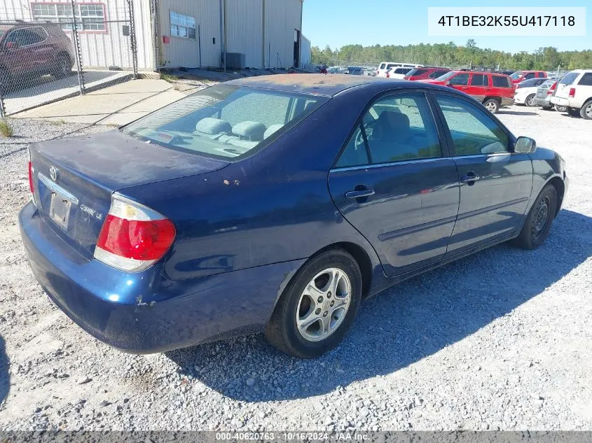 2005 Toyota Camry Le VIN: 4T1BE32K55U417118 Lot: 40620763