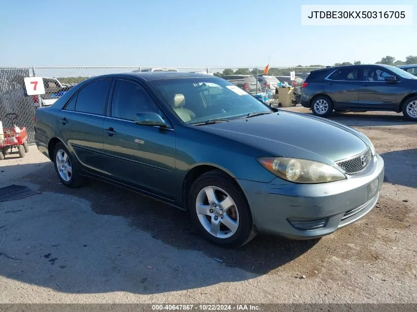 2005 Toyota Camry Se VIN: JTDBE30KX50316705 Lot: 40647867