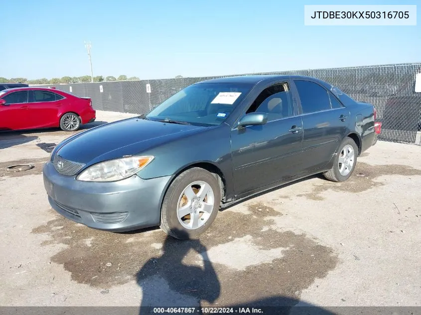 2005 Toyota Camry Se VIN: JTDBE30KX50316705 Lot: 40647867