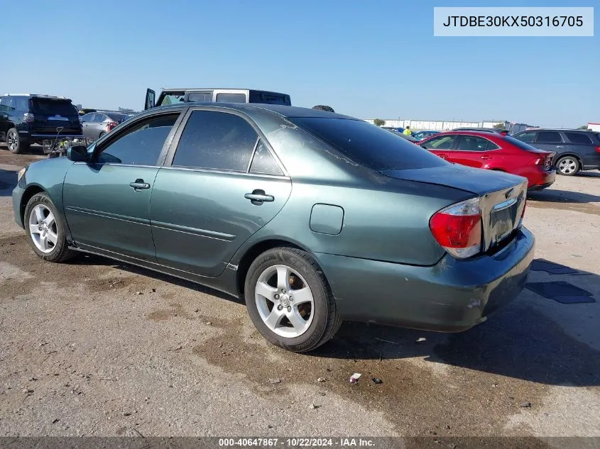 2005 Toyota Camry Se VIN: JTDBE30KX50316705 Lot: 40647867