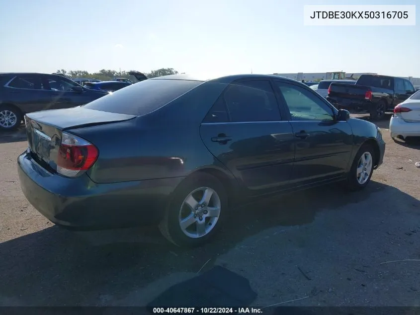 2005 Toyota Camry Se VIN: JTDBE30KX50316705 Lot: 40647867