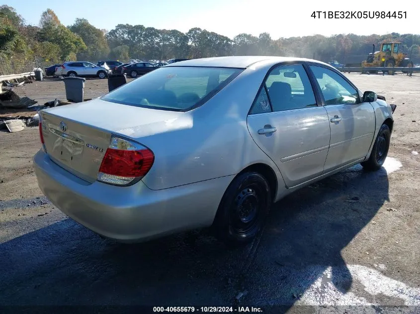 2005 Toyota Camry Le VIN: 4T1BE32K05U984451 Lot: 40655679