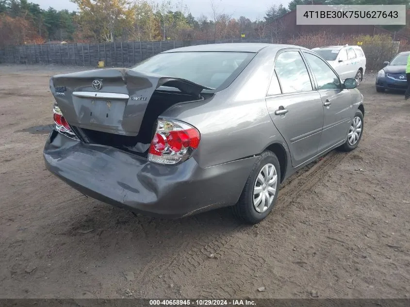 2005 Toyota Camry Le VIN: 4T1BE30K75U627643 Lot: 40658945